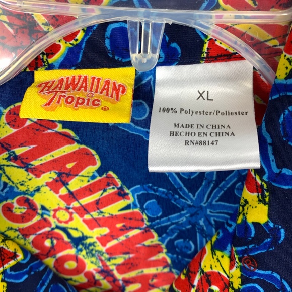 Hawaiian Tropic XL Button Front Shirt Short Sleeve - Picture 3 of 4